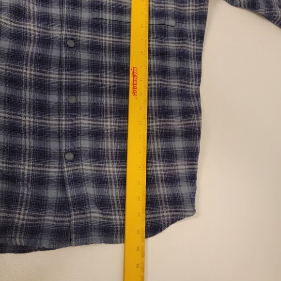 Under Armour Flannel Shirt Mens Medium Blue Plaid Tradesman Flex Snap Button Up - Picture 9 of 12